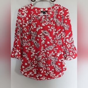 Roz and Ali Red Floral Blouse